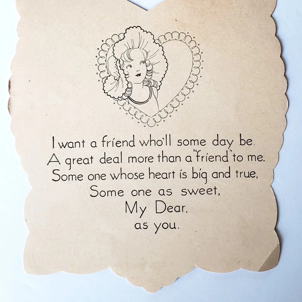 1940's COURTING COUPLE Victorian Paper Top Fold Valentine's Day Love Card